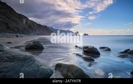 Spiaggia di Benijo accanto al villaggio di Almaciga. Tenerife - Isole Canarie Foto Stock