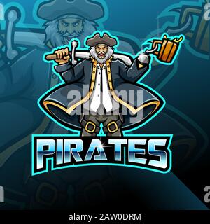 Pirati giochi mascotte logo design Illustrazione Vettoriale