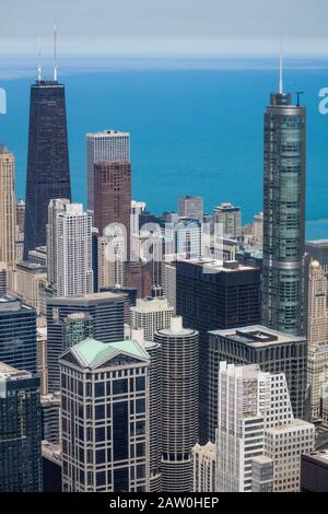 Vista aerea di Chicago dal Willis Tower (Torre Sears), Illinois Foto Stock