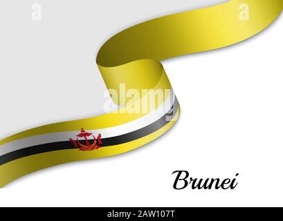 Bandiera ondeggiante del Brunei. Modello per banner del giorno di indipendenza Illustrazione Vettoriale