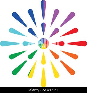 Icona Arcobaleno Ray Flower Aster Flat Vector Per La Stampa In Senso Orario D. Illustrazione Vettoriale