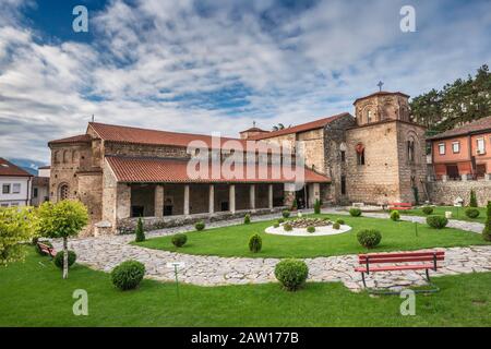 Sezione nartece presso la chiesa di Santa Sofia (Sveta Sofija), la chiesa ortodossa macedone a Ohrid, patrimonio dell'umanità dell'UNESCO, Macedonia del Nord Foto Stock