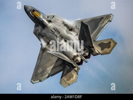 F-22 Raptor Air display al Royal International Air Tattoo, Fairford, Gloucestershire Foto Stock