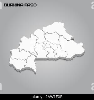 mappa 3d con confini di regioni. Illustrazione del vettore Illustrazione Vettoriale