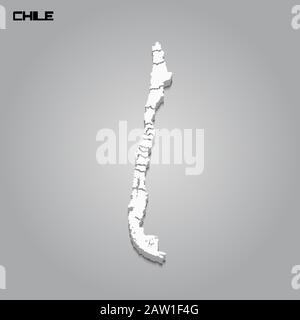 Cile 3d mappa con confini di regioni. Illustrazione del vettore Illustrazione Vettoriale