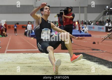 Ostrava, Repubblica Ceca. 05th Feb, 2020. Miltiadis Tentoglu (GRC) ha vinto il salto lungo degli uomini durante la gara annuale indoor e sul campo di Gala 2020, il 5 febbraio 2020, a Ostrava, Repubblica Ceca. Credit: Jaroslav Ozana/Ctk Photo/Alamy Live News Foto Stock