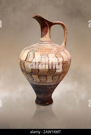 Caraffa Minoan decorata con disegno geometrico, Zafer Papoura 1400-1250 a.C.; Museo Archeologico di Heraklion. Foto Stock