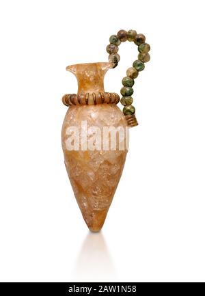 Minoan piccolo cristallo di roccia di lusso ritone con un manico di granate e avorio guilito, Zakros Centural Sanctuary Complex 1500-1400 a.C.; Heraklion A. Foto Stock