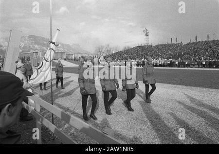 Apertura Olimpiadi Invernali A Grenoble, Squadra Olandese Data: 6 Febbraio 1968 Località: Grenoble Foto Stock