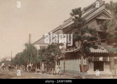 Main Street nella città natale di Yokohama, Giappone - circa 1890 Foto Stock