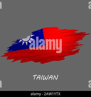 Bandiera in stile grunge di Taiwan. Sfondo tratto pennello Illustrazione Vettoriale