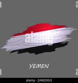 Bandiera di stile grunge dello Yemen. Sfondo tratto pennello Illustrazione Vettoriale