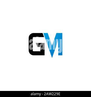 Modello iniziale di progettazione del logo Gm o mg Illustrazione Vettoriale