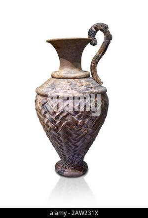 Caraffa minoica in pietra con motivo in rilievo dal Palazzo Cnosso 1600-1450 a.C., Museo Archeologico di Heraklion. Foto Stock