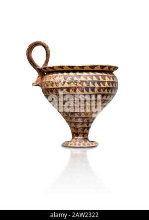 Il design decorato della tazza di argilla minoica, Lo Stile Sontuoso Speial, il Palazzo di Cnosso 1500-1450 a.C., il Museo Archeologico di Heraklion. Foto Stock