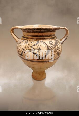 Krater rituale minoico con decorazione stilizzata ociopus, Episkopi Lerapetra 1370-1250 a.C., Museo Archeologico di Heraklion. Foto Stock