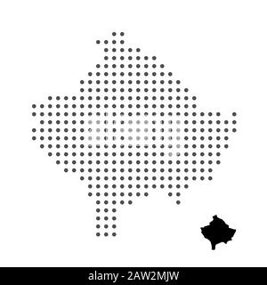Mappa del Kosovo punteggiata su sfondo bianco vettore isolatedI.Illustrazione per il design della tecnologia o infografica. Isolato su sfondo bianco. Vettore di viaggio Illustrazione Vettoriale