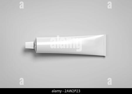 Mockup bianco tubo sdraiato, rendering 3d. Foto Stock