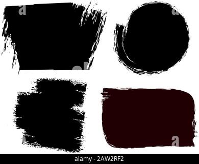 tratti di pennello vettoriale grunge sfondi. tratto di vernice texture nere isolate su sfondo bianco. inchiostro splash banner illustrazioni artistiche. Illustrazione Vettoriale