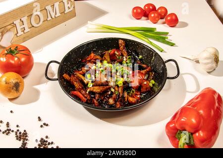 Wok Di Manzo Foto Stock