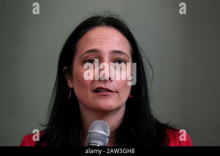 Il vice-capo del partito verde Catherine Martin durante una conferenza stampa per il partito verde alla società georgiana irlandese, William St, Dublino, per la campagna Elettorale generale. Data Immagine: Giovedì 6 Febbraio 2020. Vedi la storia di PA Elezioni IRLANDESI. Photo credit dovrebbe leggere: Brian Lawless/PA Filo Foto Stock