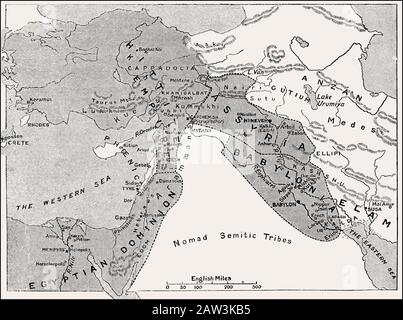 Mappa dell'Impero Babyloniano, 1500 a.C. fino al 1000 a.C. Foto Stock