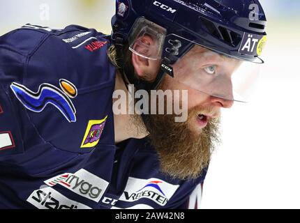 Linköping 20200125Ice partita di hockey in SHL tra Linköping HC-Färjestad BK nell'arena Saab. Jonas Junland ha fatto la sua prima partita nel club dopo il suo ritorno. Foto Jeppe Gustafsson Foto Stock