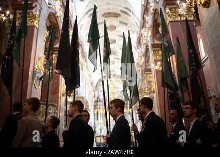 Polonia, Czestochowa - 30 marzo 2019: 6th pellegrinaggio dell'ambiente nazionale (attivisti ONR) sul monastero di Jasna Gora Foto Stock