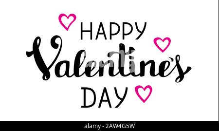 Iscrizione Happy Valentins su sfondo bianco. Lettere per le vacanze Illustrazione Vettoriale