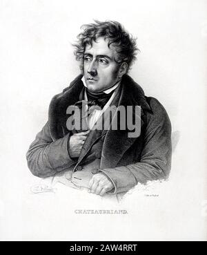 Il celebre scrittore francese Comte François René DE CHATEAUBRIAND ( 1768 - 1848 ), durante il Restaurazione fu ambasciatore francese a Roma e Minis Foto Stock