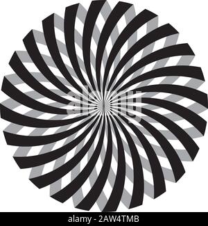 Optical Art sfondo a spirale a due tonalità di blu e grigio Illustrazione Vettoriale