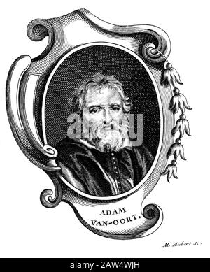 1640 ca , BELGIO : il pittore flamish ADAM VAN NOORT ( 1561 – 1641 ). Ritratto inciso dall'artista francese M. Aubert . Van Noort era e una delle te Foto Stock