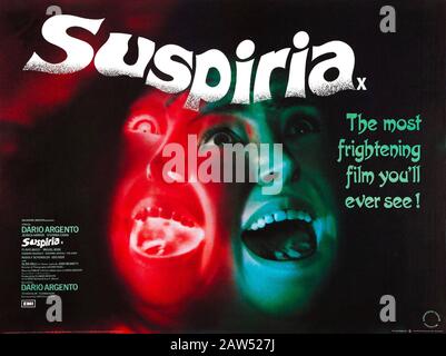 1976 , ITALIA : il poster BRITANNICO della pubblicità per il film SUSPIRIA del regista italiano DARIO ARGENTO, con Jessica Harper , Alida Valli , Mig Foto Stock