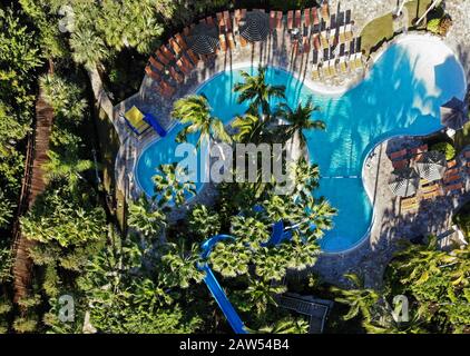 Bonita SPRINGS, FL -30 GEN 2020 - Vista aerea dell'Hyatt Regency Coconut Point Resort and Spa, un hotel di lusso con molte piscine situate sull'Est Foto Stock