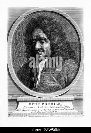 1690 ca, FRANCIA : lo scrittore francese , poeta , storico , adattatore e trasferitore dal latino René BOUDIER ( 1634 - 1723 ). Ritratto inciso in 1780 da Foto Stock