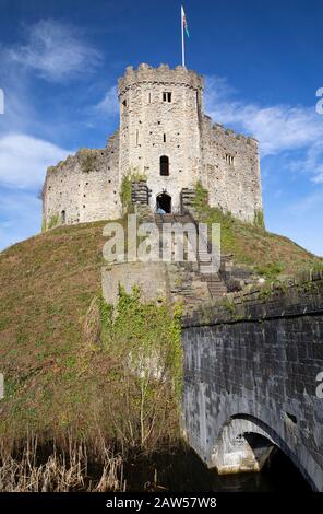 Il Norman Keep Al Castello Di Cardiff, Galles Del Sud, Regno Unito Foto Stock