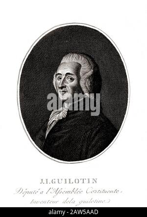 1790 ca , FRANCIA : il ricercatore e inventore francese Joseph-IGNACE GHIGLIOTTIN ( 1738 - 1814 ). È stato un medico che ha proposto il 10 ottobre Foto Stock