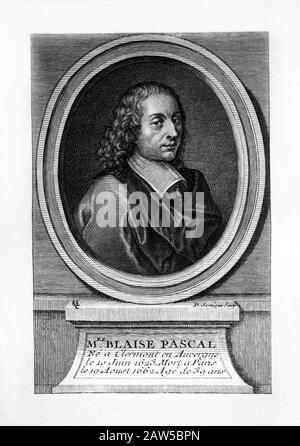 1650 ca. Francia : il celebre fisico francese , matematico , scrittore e filosofo BLAISE PASCAL ( 1623 - 1662 ) . Ritratto inciso nel 1780 Foto Stock