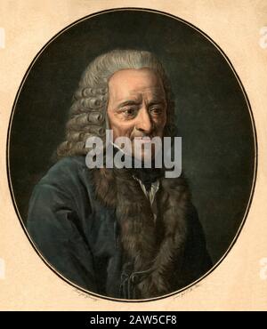 1780 ca , FRANCIA : Francois-Marie Arouet ( 1694 - 1778 ), meglio conosciuto con il nome di penna VOLTAIRE , fu uno scrittore francese dell'Illuminismo, essayista , deista Foto Stock