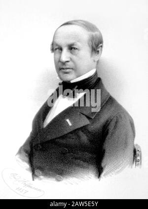 1857 , GERMANIA : il medico e biologo tedesco Theodor Schwann ( 1810 - 1882 ), I Suoi numerosi contributi alla biologia includono lo sviluppo del ce Foto Stock