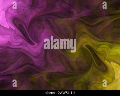 Onde astratte gialle-magenta curve con sfondo scuro. Foto Stock