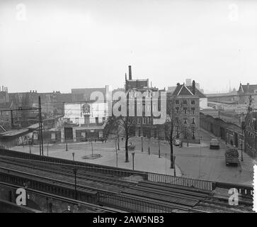 Panoramica Bickerseiland Data: 31 marzo 1954 luogo: Amsterdam Parole Chiave: Demolizione, immagini della città Foto Stock