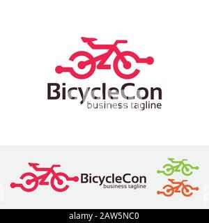 Design creativo del logo della bicicletta. Modello con logo bike e sport Illustrazione Vettoriale