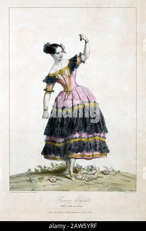 1840 ca , PARIGI , FRANCIA : La celebre coreografa austriaca e ballerina FANNY ELSSLER ( 1810 - 1884 ) come Florinda nella danza ' la Cachucha ' Foto Stock