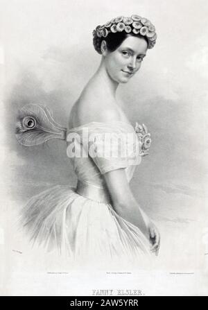 1837 ca , PARIGI , FRANCIA : La celebre coreografa austriaca e ballerina FANNY ELSSLER ( 1810 - 1884 ) come Sylphide nella danza LA SYLPHIDE Foto Stock