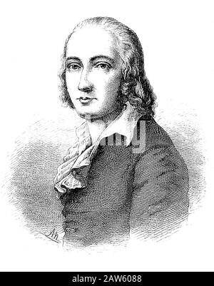 Il poeta tedesco Friedrich Hölderlin ( 1770 - 1843 ) fu un grande poeta lirico tedesco, comunemente associato al movimento artistico noto come Romanticismo Foto Stock