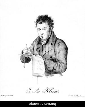 1818 , GERMANIA : il pittore naturalista tedesco JOHANN ADAM KLEIN ( 1792 - 1875 ) . Ritratto inciso di D. Burgdorfer . Nel 1819 re Foto Stock