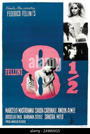 1963 , ITALIA : il poster SVEDESE pubblicitario per il film italiano FELLINI 8 e MEZZO ( Fellini 8 1 2 , 1963 ) di FEDERICO FELLINI , con Marce Foto Stock