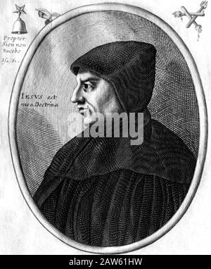 1742 ca, ITALIA : il frate cattolico italiano, filosopher e scrittore TOMMASO CAMPANELLA ( 1568 - 1639 ), ritratto inciso da ananonimo e pubbli Foto Stock