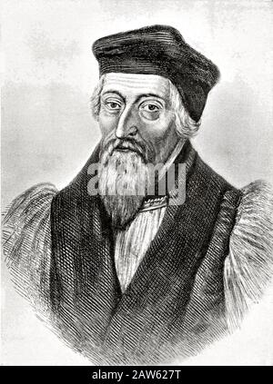 1555 ca, GRAN BRETAGNA : il leader protestante inglese vescovo HUGH LATIMER ( 1487 ca- 1555 ) in Inghilterra , con T. Cranmer e N. Ridley . Dannazione t Foto Stock